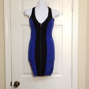 Bebe Blue Color Block Bodycon Dress